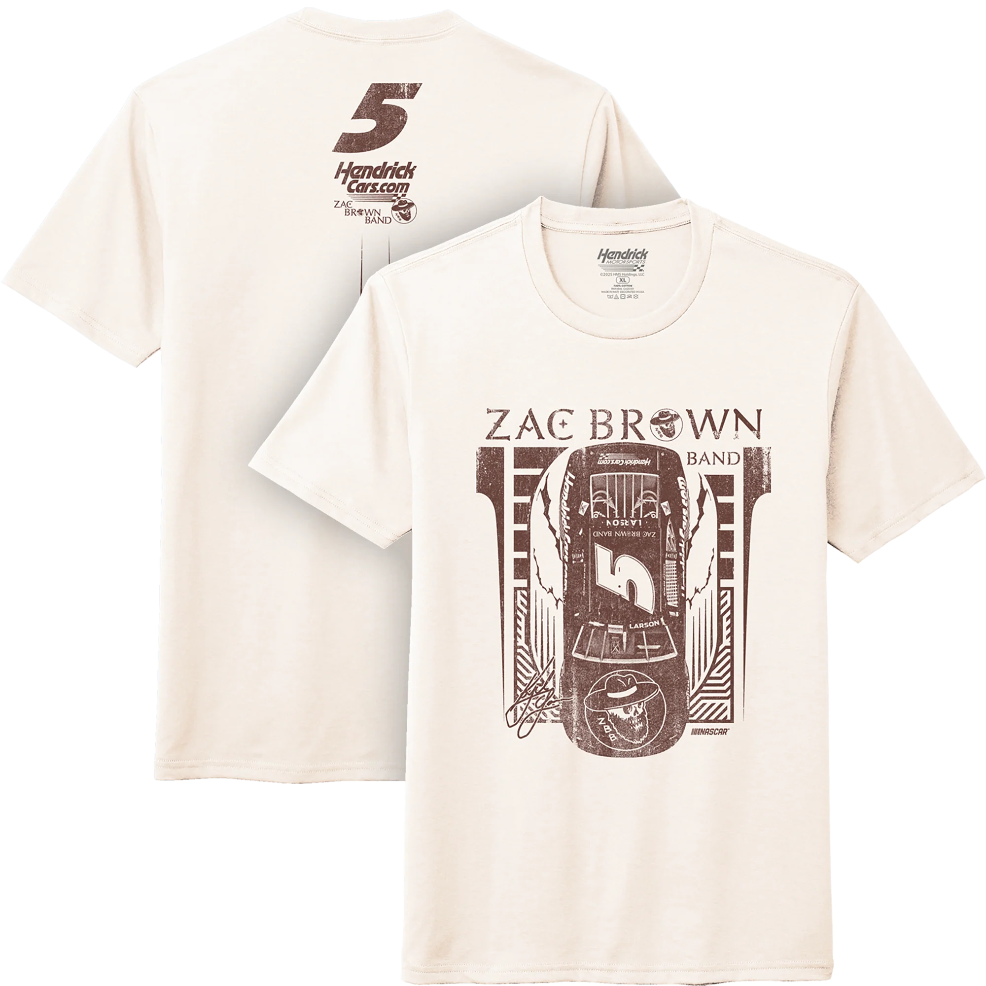 KL5 HendrickCars.Com Zac Brown Band Design- Adult Natural T-Shirt - Image 3